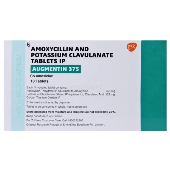 augmentin duo 375mg tablet 10's